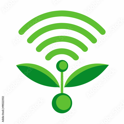 a wi-fi signal symbol with green leaves