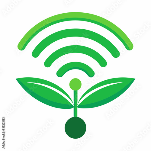 a wi-fi signal symbol with green leaves