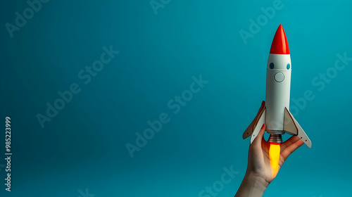 Rocket Illustration on Blue...