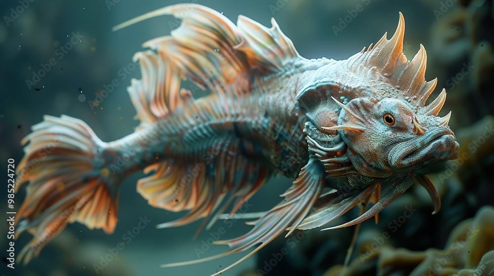 Spiky Fish Creature: A Digital Art Masterpiece Spiky Fish Creature: A Digital Art Masterpiece