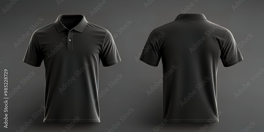 Blank Black Polo Shirt Mockup - Front and Back View Blank Black Polo Shirt Mockup - Front and Back View