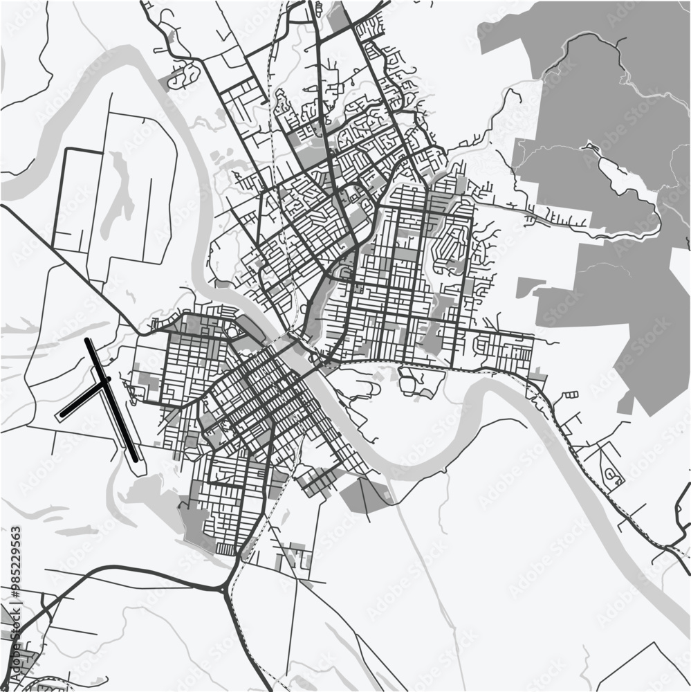Naklejka premium Map of Rockhampton in Australia in grayscale. Contains layered vector with roads water, parks, etc.