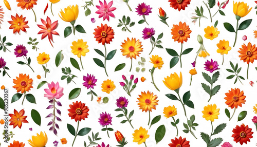 Obraz na płótnie white mexican background pattern colorful floral mexico mexican bright colourful pattern fabric cotton embroidery floral flower wallpaper print clothes bloom blossom art graphic botany traditional w salonie