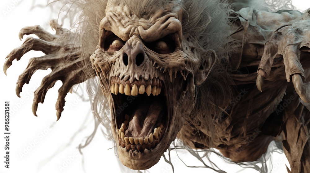 Naklejka premium Scary Zombie - Horror Concept on Transparent Background 