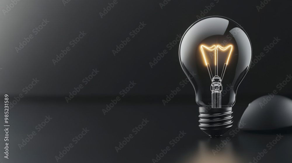 A glowing light bulb on a dark, minimalist background, symbolizing an idea or innovation, with a reflective surface adding depth to the composition. A glowing light bulb on a dark, minimalist background, symbolizing an idea or innovation, with a reflective surface adding depth to the composition.