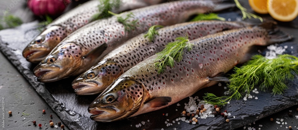 Raw Trout With Thyme And Dill Ready For Cooking Raw Trout With Thyme And Dill Ready For Cooking