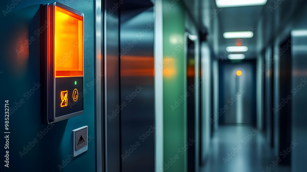 Elevator Hallway with Illuminated Panel Elevator Hallway with Illuminated Panel
