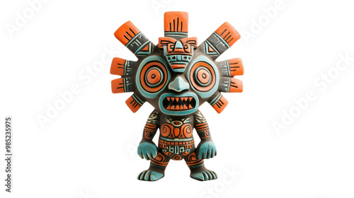 Colorful Aztec Deity Figurine  Ancient Mesoamerican Mythology  Pagan God  Handmade Ceramic