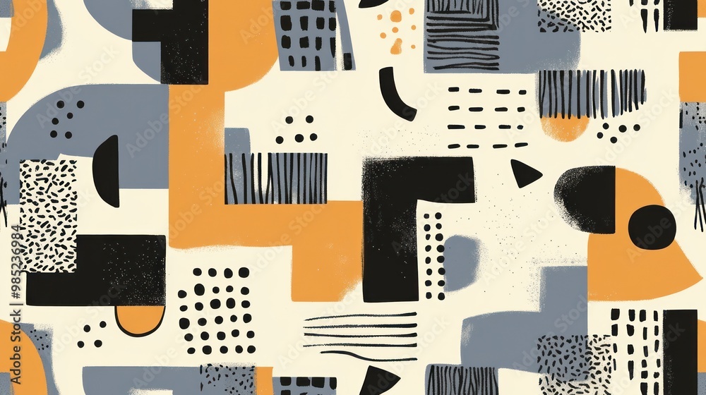 Abstract geometric pattern featuring shapes and textures in muted colors. Abstract geometric pattern featuring shapes and textures in muted colors.