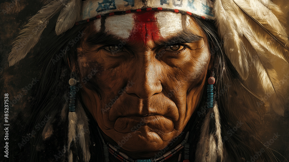An artistic representation of Native American spirituality, incorporating symbols that reflect beliefs in harmony and respect for living things, Native American Day An artistic representation of Native American spirituality, incorporating symbols that reflect beliefs in harmony and respect for living things, Native American Day