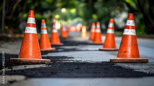 Orange Traffic Cones Line U...