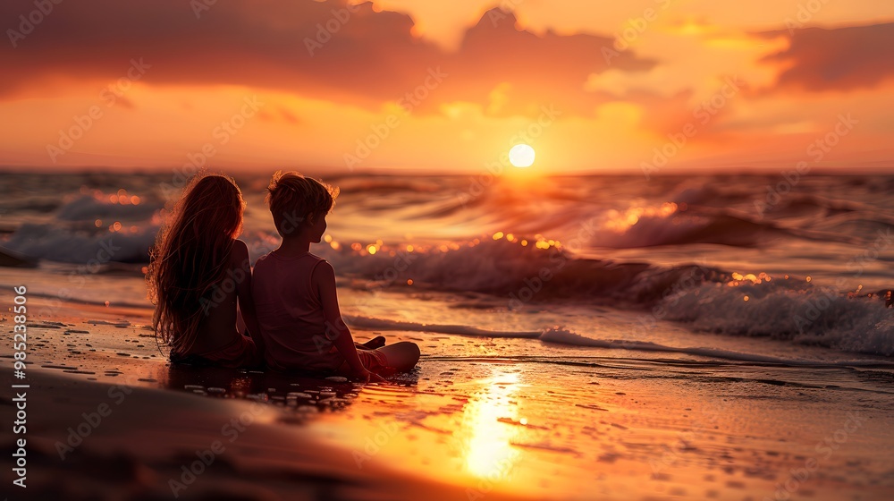 Fototapeta premium People watching tranquil sunset
