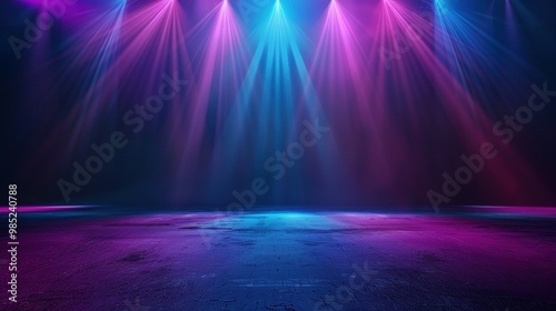 Wallpaper Mural Abstract Darkness: Empty Neon Stage Enhanced by Radiant Rays Torontodigital.ca