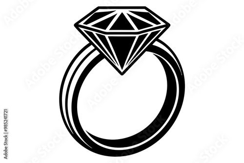 diamond ring silhouette vector, diamond ring illustration