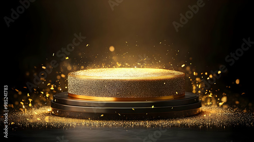 Golden Glitter Podium 3D Re...