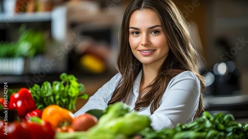 Woman Smiling In Kitchen Wi...