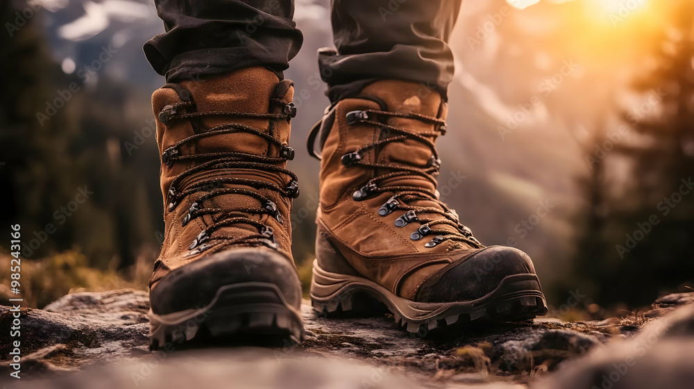 Hiking Boots on a Mountain Path - Photo Hiking Boots on a Mountain Path - Photo