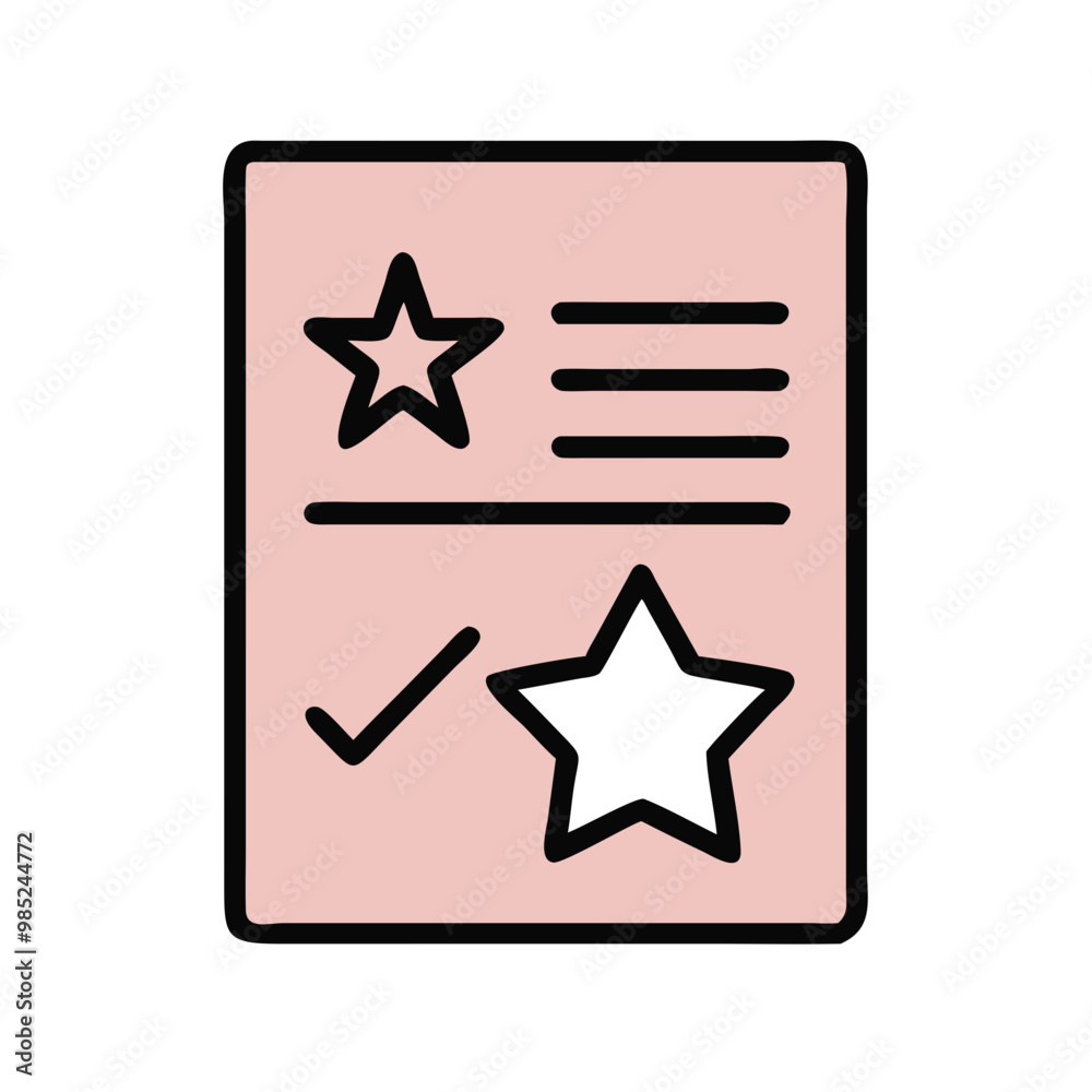 Document with stars and checkmark symbolizing verified feedback Document with stars and checkmark symbolizing verified feedback