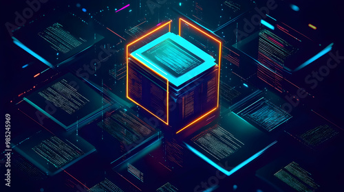Neon Glow 3D Cube with Code...