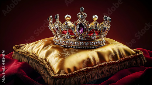Gold Crown on Red and Gold ...