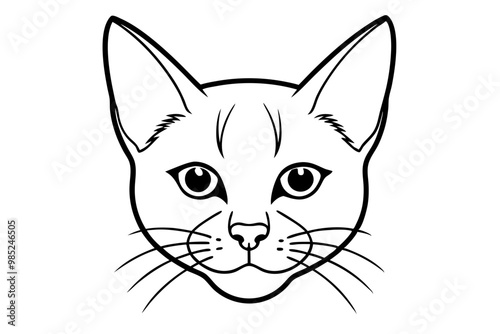 cat domestic animal, cat face silhouette icon white background