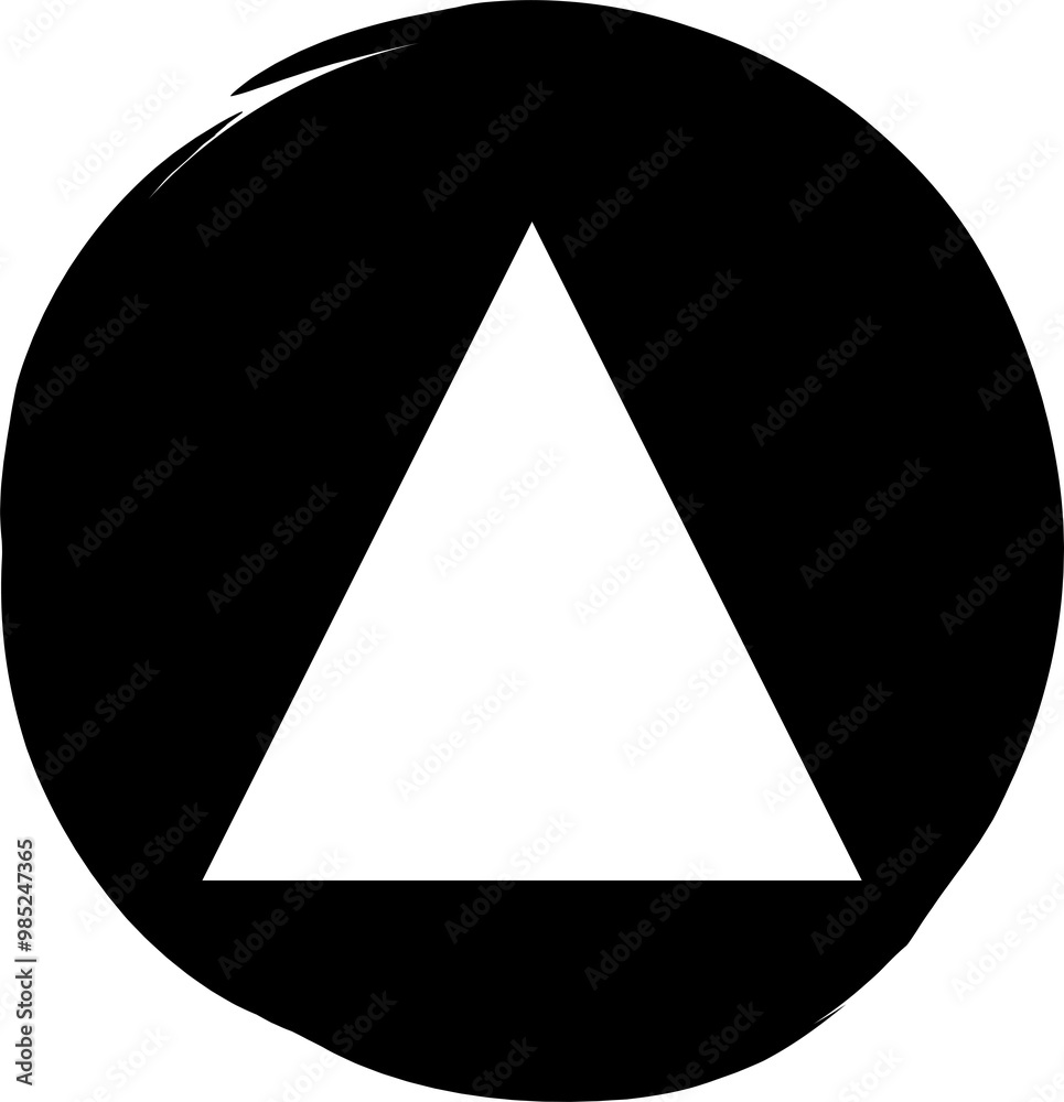 Triangle with round brush frame, stamp, seal, ink design Triangle with round brush frame, stamp, seal, ink design