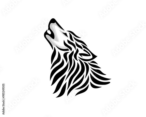 howling head wolf tattoo style art logo design template illustration inspiration