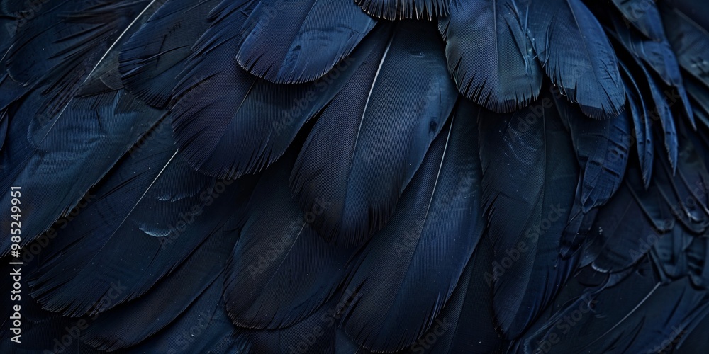 Obraz premium Abstract dark blue feather background, texture with copy space