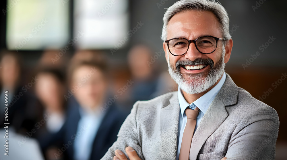 Fototapeta premium Smiling Businessman in a Suit - Realistic Image