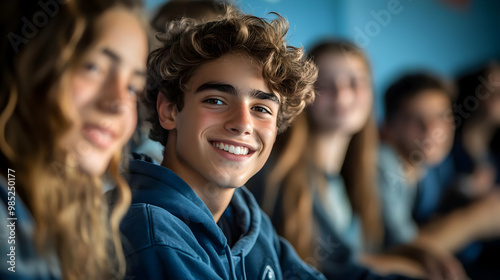 Smiling Teenager Boy in a Classroom Photo