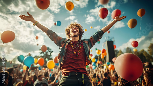 Man Joyful Festival Balloon...