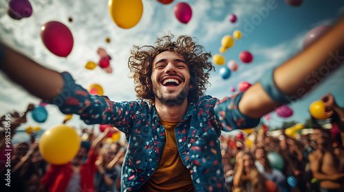Man Smiling With Balloons i...