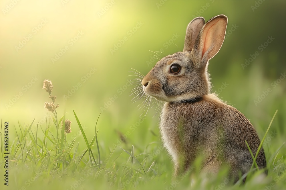 Fototapeta premium Wildlife Photography Of A Rabbit, Animal Photography, Rabbit Close-up, Rabbit Nature Photography, Animal Portrait Photography, High Quality Rabbit Image