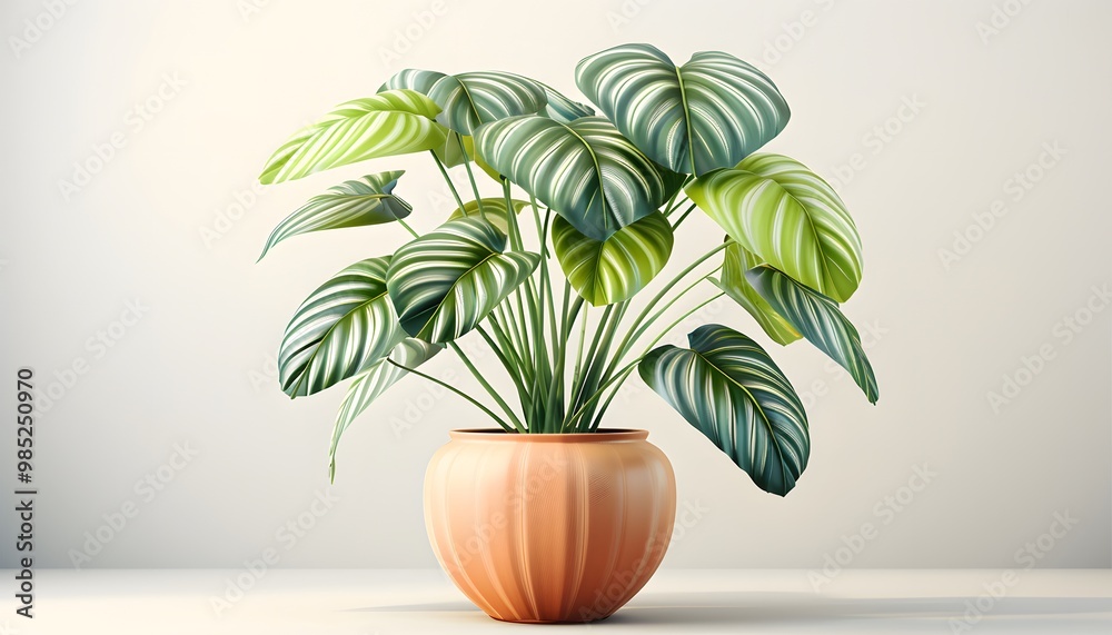 Stylish potted plant with green leaves Stylish potted plant with green leaves