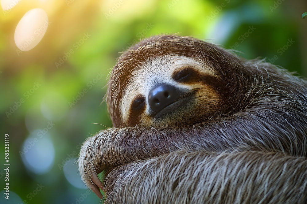Fototapeta premium Wildlife Photography Of A Sloth, Animal Photography, Sloth Close-up, Sloth Nature Photography, Animal Portrait Photography, High Quality Sloth Image