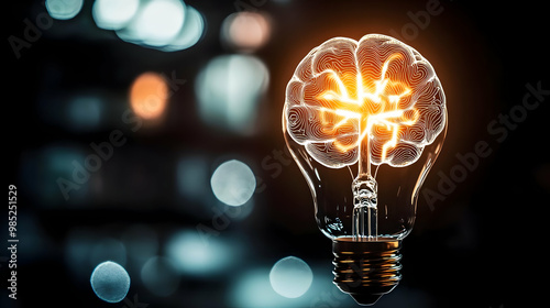 Brain in Light Bulb Illustr...