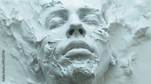 Abstract Portrait of a Woman in White Paint