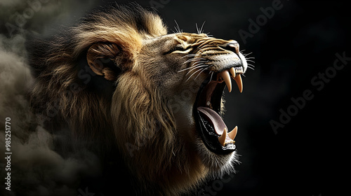Roaring Lion Close Up Reali...