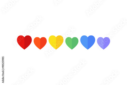 Lgbt rainbow hearts border. Gender diversity, pride month, community concepts. Flat decorative vector design isolated illustration.