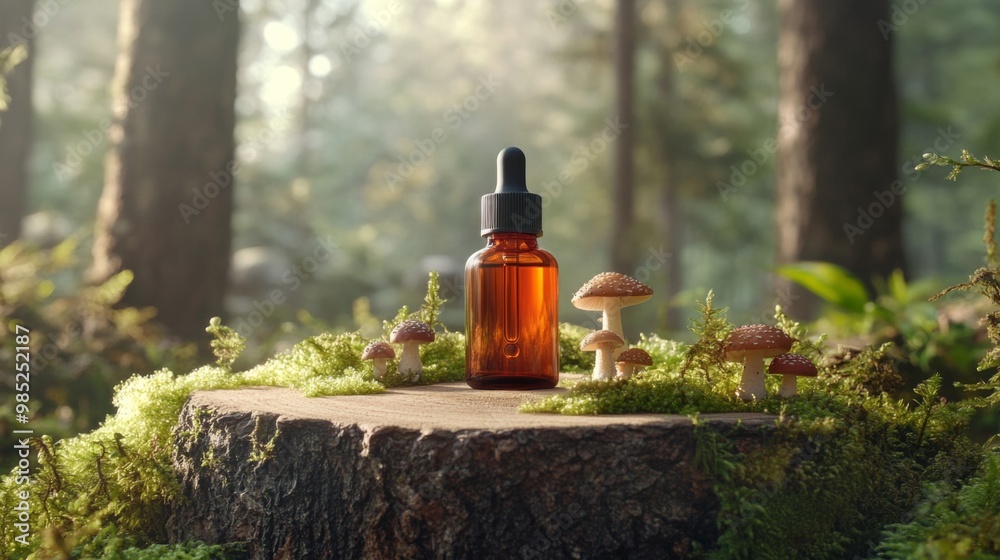 a serum bottle made of eco friendly materials on nature background a serum bottle made of eco friendly materials on nature background