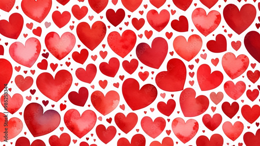 Seamless pattern of red watercolor hearts on a white background. Seamless pattern of red watercolor hearts on a white background.