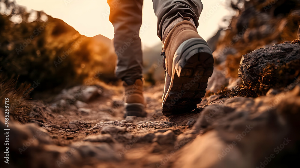 Hiking Boots on Rocky Trail - Realistic Photo Hiking Boots on Rocky Trail - Realistic Photo