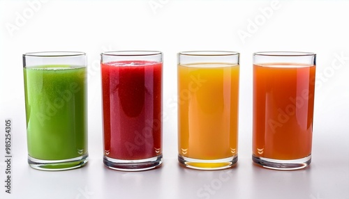 Glasses with different fruit juices