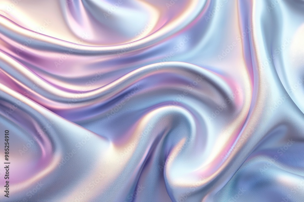 Obraz premium Abstract Holographic Fabric Background with Fluid Waves and Vibrant Iridescent Colors