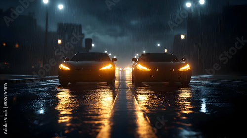 Rainy Night Cityscape with ...