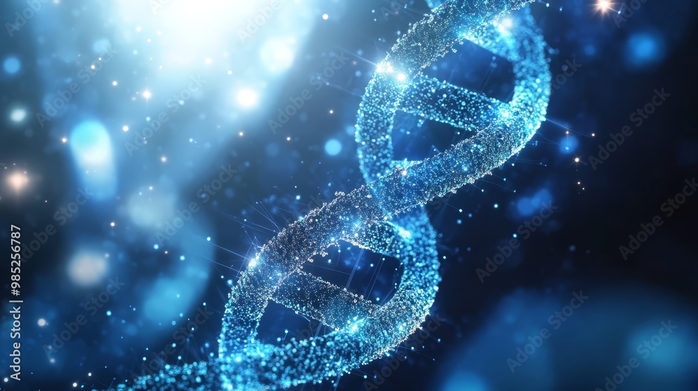 Abstract Blue DNA Structure with Bokeh Lights Abstract Blue DNA Structure with Bokeh Lights