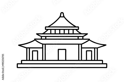 taiwanese  temple  silhouette vector icon