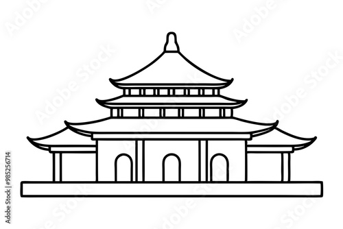 taiwanese  temple  silhouette vector icon