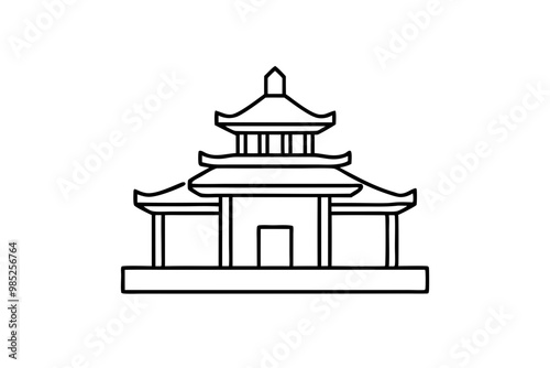 taiwanese  temple  silhouette vector icon