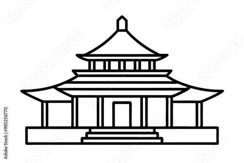 taiwanese  temple  silhouette vector icon